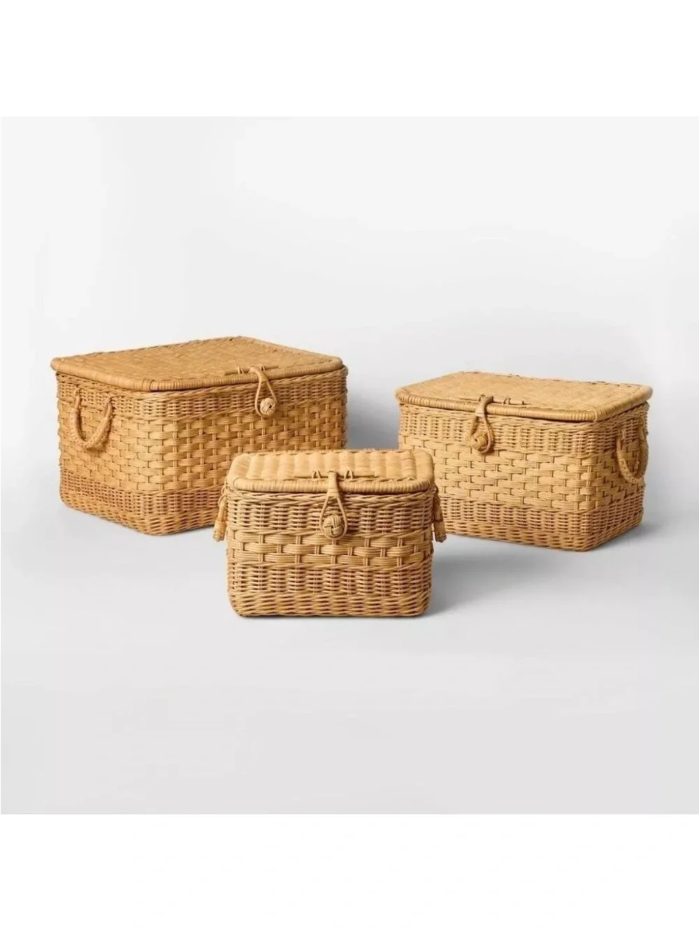 Large Lidded Rattan Decorative Basket Brown-Threshold designed with Studio McGee